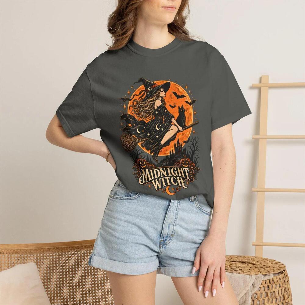Witchy Halloween Shirt, Witch Graphic Tee, Black Cat Halloween Shirt